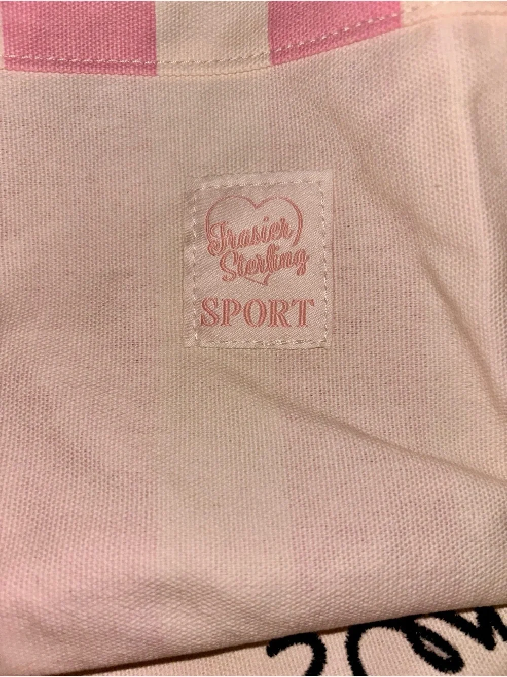 NWT Frasier Sterling Sport Pink & Cream Cotton Canvas Tote Bag HUGE (Sold Out) - Picture 12 of 14